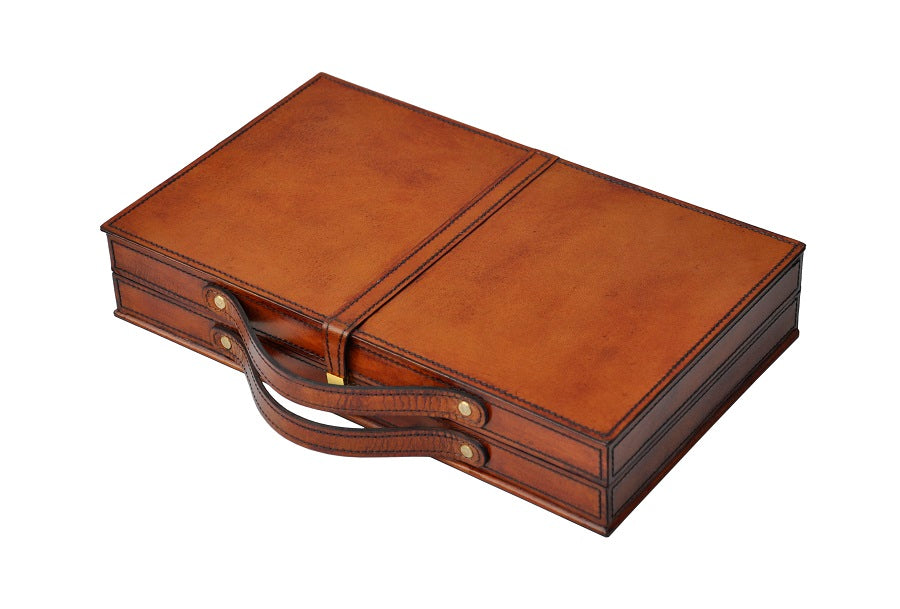 Backgammonspiel braun Leder