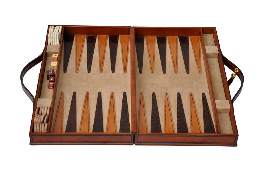 Backgammonspiel braun Leder