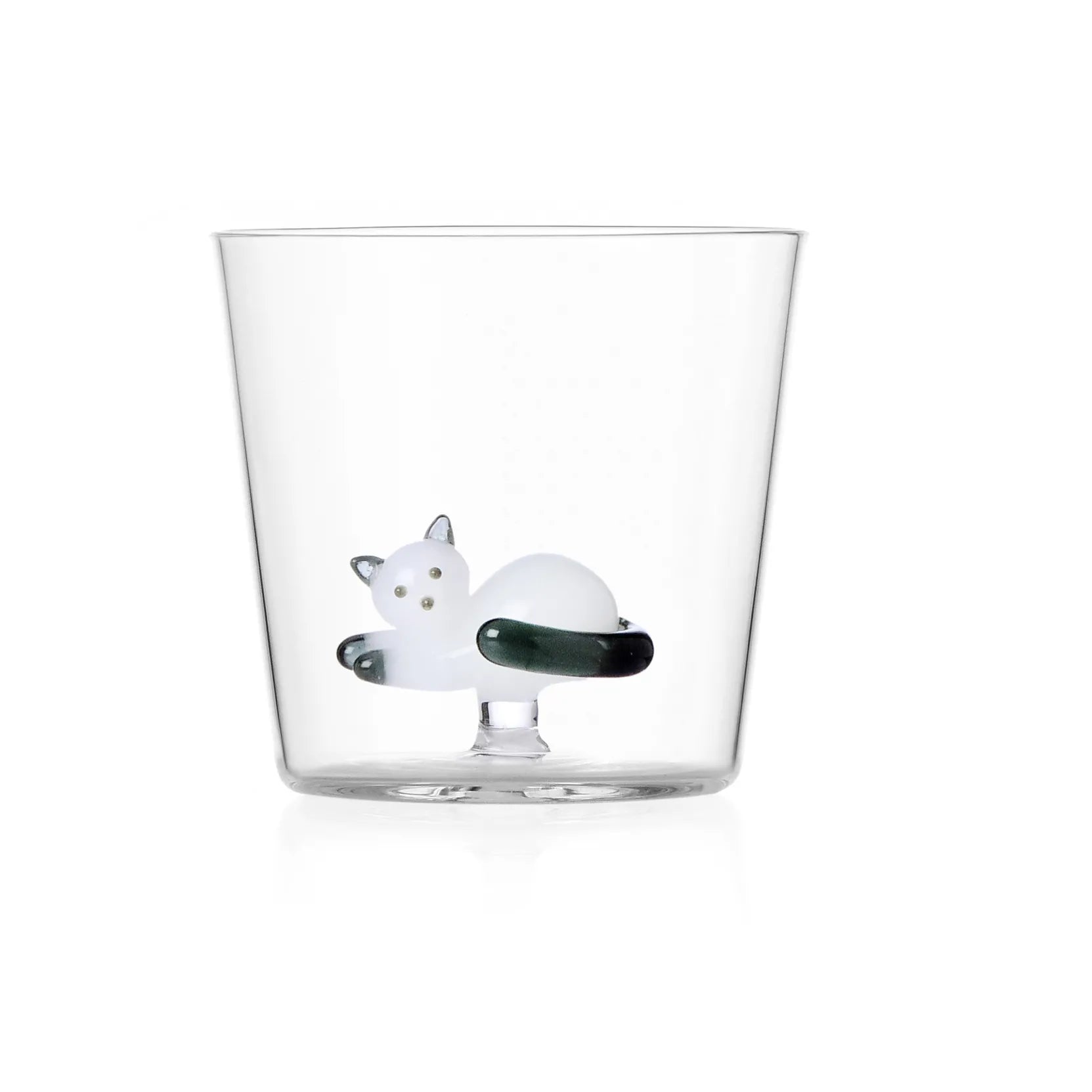 Glas White Cat Black Spot