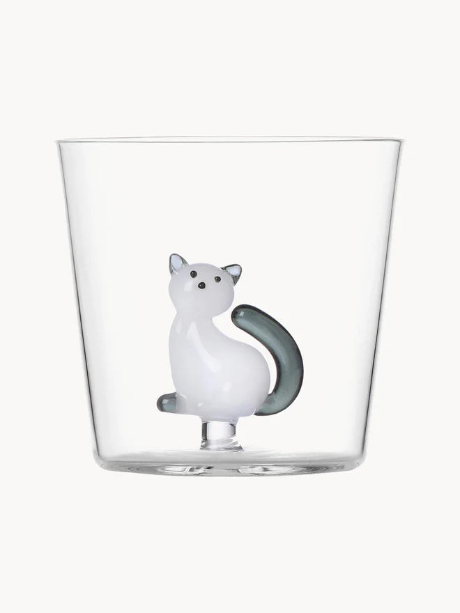 Glas White Cat Grey Tail